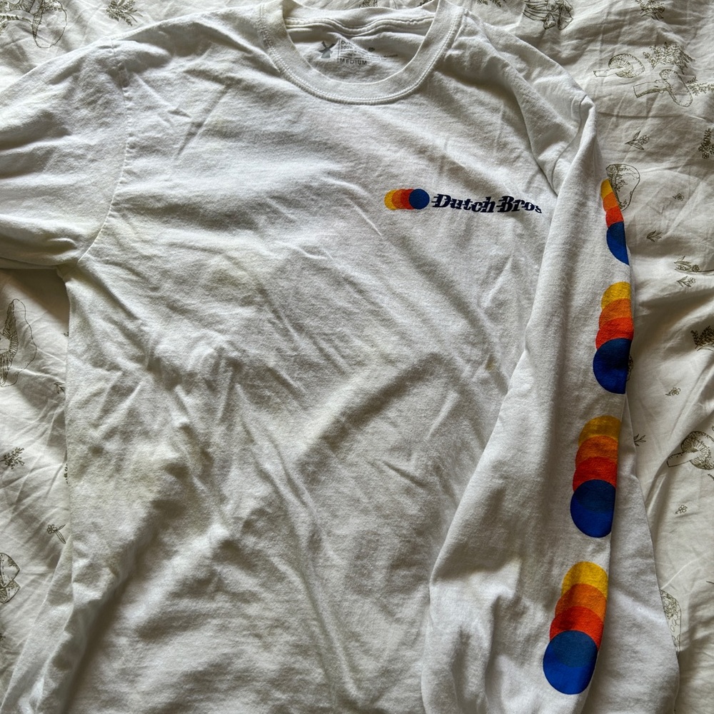 white dutch bros multi-colored long-sleeve